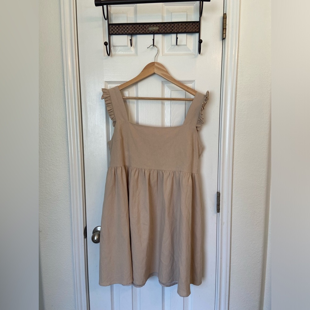 Nasty Gal Frill Shoulder Linen Mini Dress